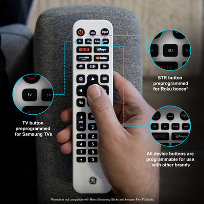 GE 4-Device Rechargeable Backlit Universal Remote, White
