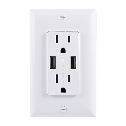 GE UltraPro 2-Outlet 2-USB Tamper Resistant Receptacle, White