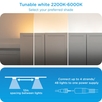 Enbrighten WiFi VIBE Spectrum Color-Changing Wall Lights 12 Lights, 12ft. White Cord