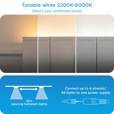 Enbrighten WiFi VIBE Spectrum Color-Changing Wall Lights Extension Strand, 12ft. White Cord