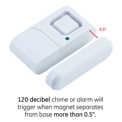 GE Battery Operated Magnetic Window or Door Alarm, 4 Pack, White