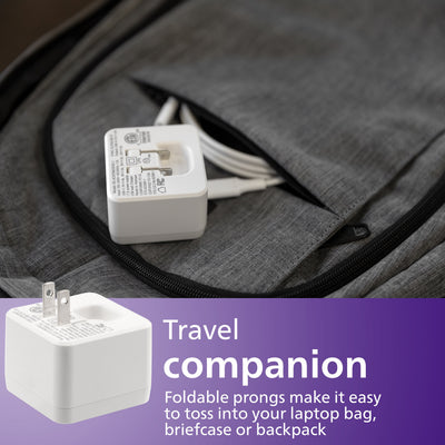 Philips Dual Port USB-C Laptop Wall Charger, White
