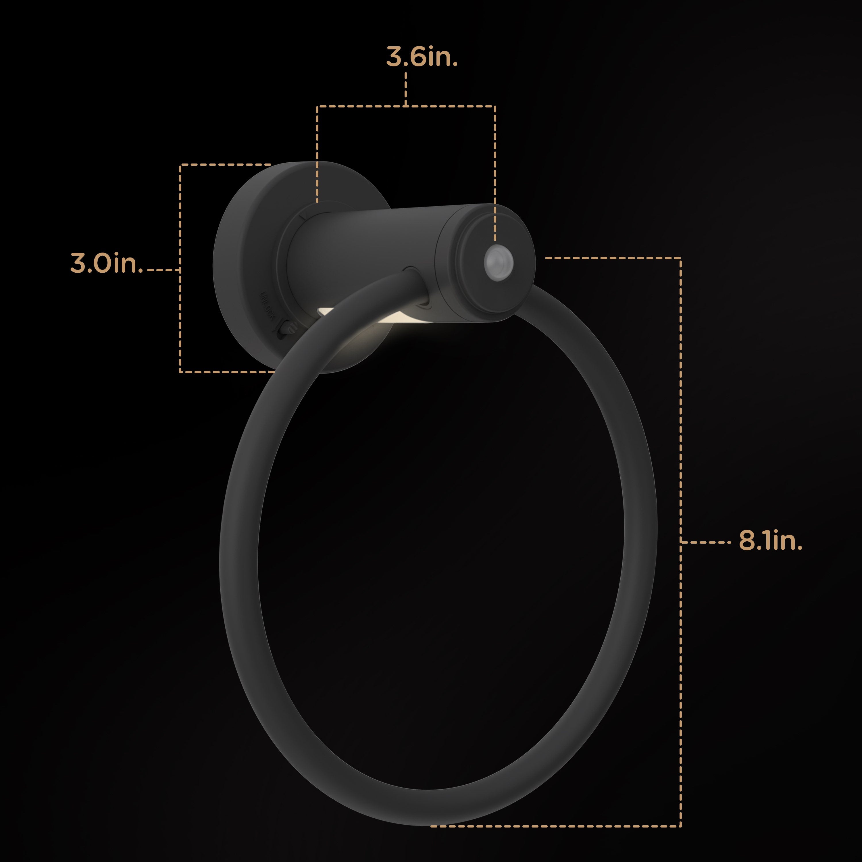 Enbrighten LED Motion Sensing Towel Ring Light, Matte Black