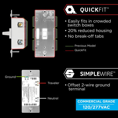 Enbrighten Add-On Toggle Switch with QuickFit and SimpleWire, White