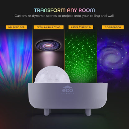 Enbrighten EcoScapes Galaxy Wave Projector LED Tabletop Night Light with Sound Effects, White
