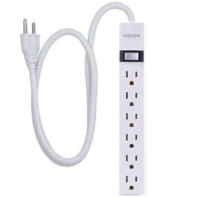 Philips 6-Outlet 2ft. Surge Protector, White