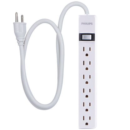 Philips 6-Outlet 2ft. Surge Protector, White