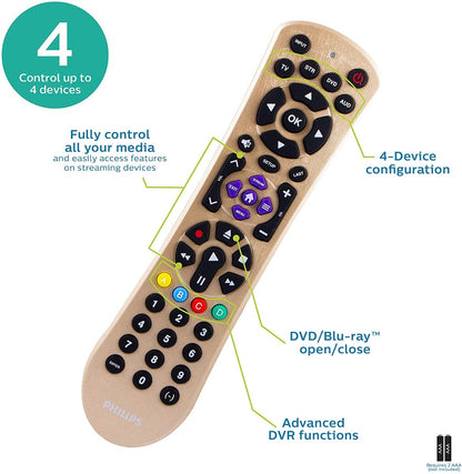 Philips 4-Device Universal Remote, Brushed Gold