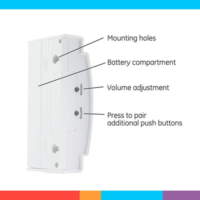 GE Battery Operated 2-Chime Wireless Door Chime Kit, White