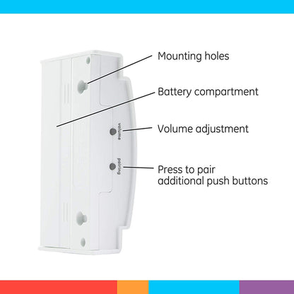 GE Battery Operated 2-Chime Wireless Door Chime Kit, White
