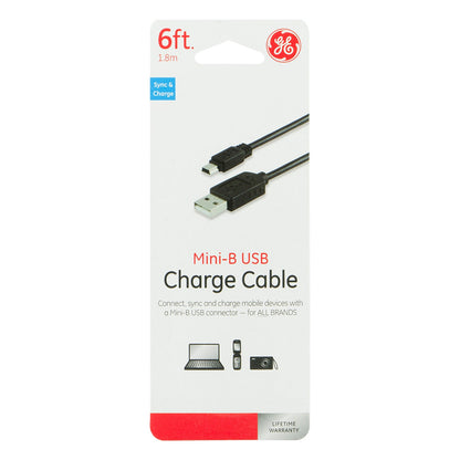 GE 6ft. Mini-B USB 2.0 Charging Cable, Black