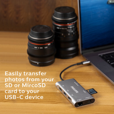 Philips Elite 7-in-1 Multiport Hub with Power Pass-Through, Silver