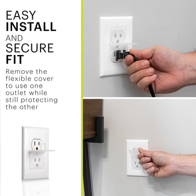Power Gear Dual Flexible Outlet Safety Covers, White, 30 Pack