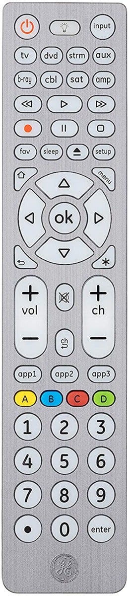 GE 8-Device Backlit Universal Remote, Brushed Silver