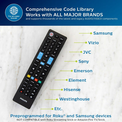 Philips 4-Device Universal Samsung Replacement Remote, Black