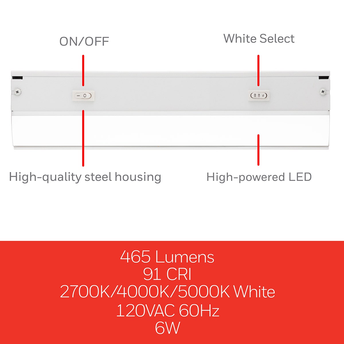 UltraPro 12in. Direct Wire Color-Select LED Light Fixture, White