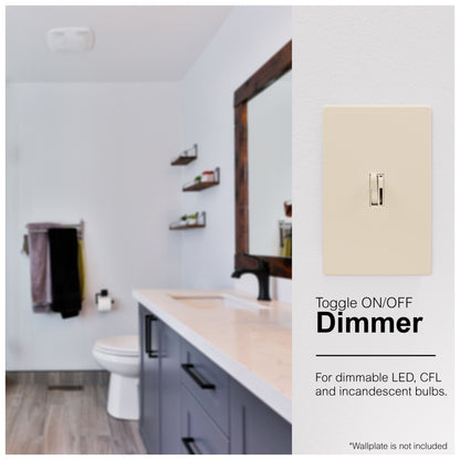 GE On/Off Single Pole Toggle Dimmer, Light Almond