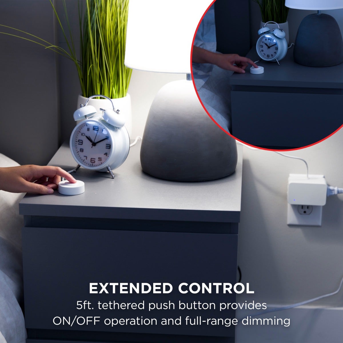 UltraPro 1-Outlet Indoor On/Off Dimmable Lighting Control with Tether, White