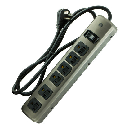 GE 6-Outlet 4ft. Surge Protector, Brushed Nickel