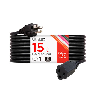 GE UltraPro 15ft. Heavy Duty Outdoor Extension Cord, Black
