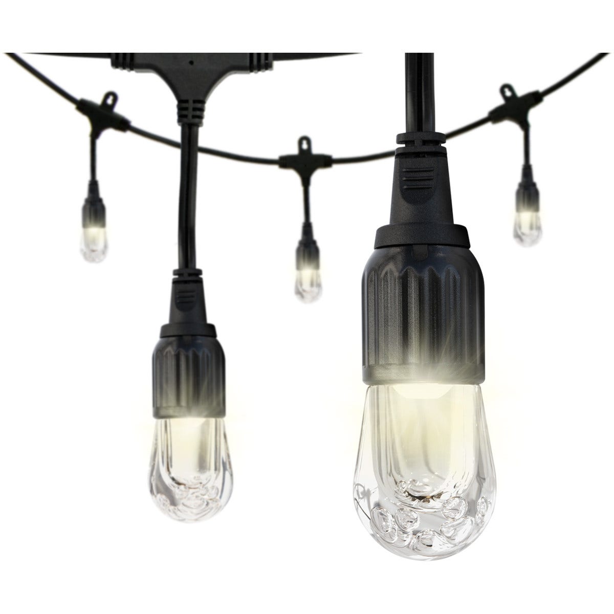 Enbrighten Classic LED Cafe Lights, 24 Bulbs, 48ft. Black Cord