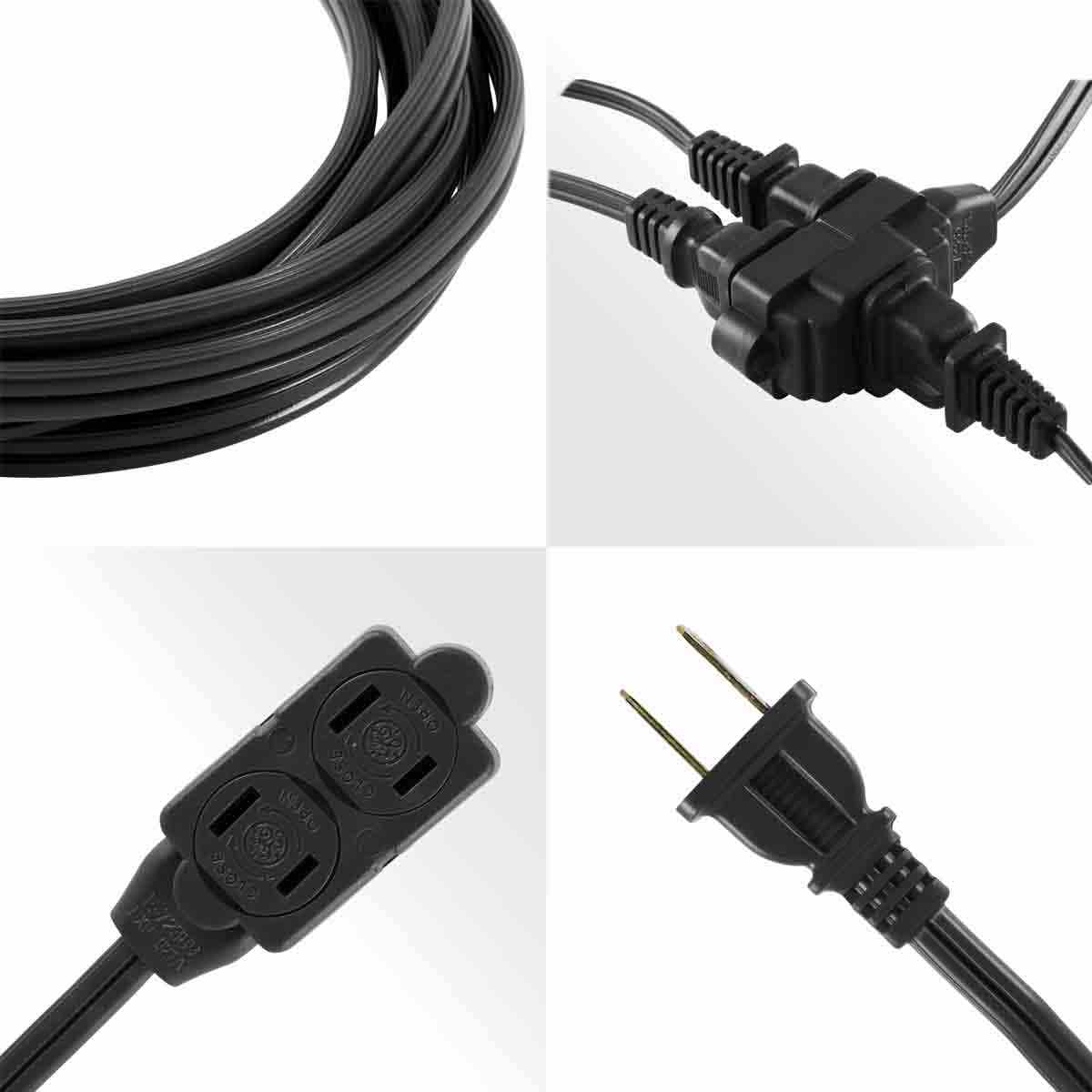 GE 3-Outlet 15ft. Extension Cord with Twist-to-Close Outlets, Black