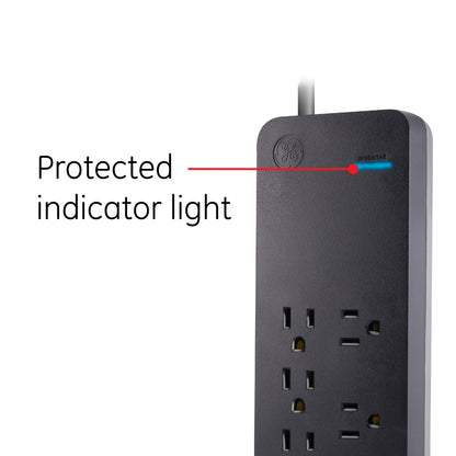 GE 8-Outlet 8ft. Surge Protector, Black