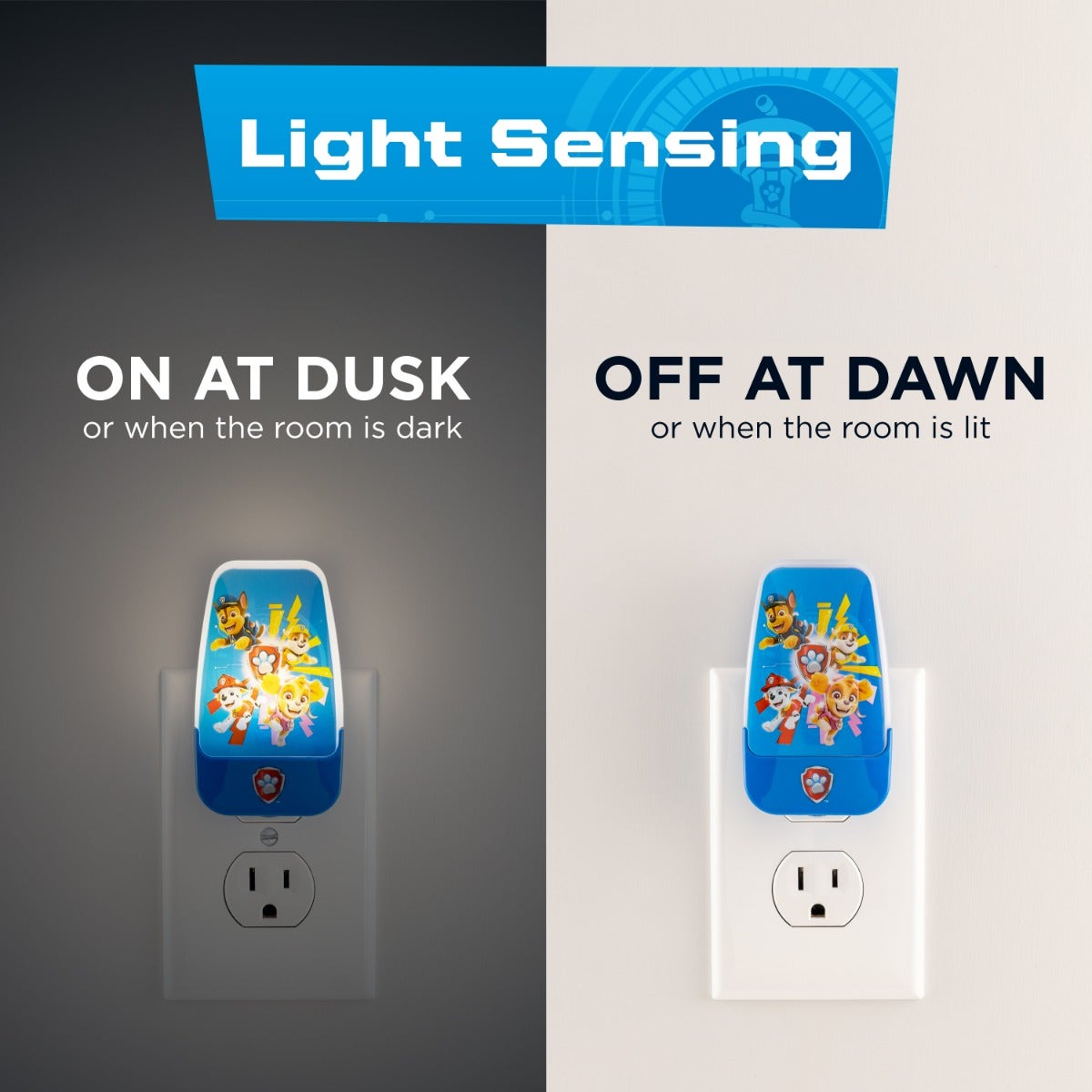 Nickelodeon Paw Patrol Light Sensing LED Night Light, Blue