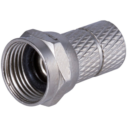 GE RG59 Twist-On F Connectors, Silver, 2 Pack