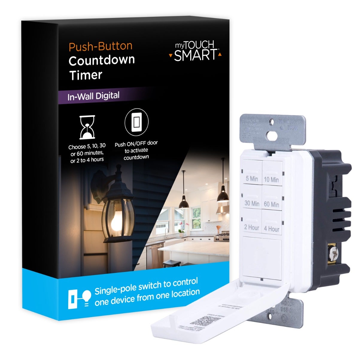 myTouchSmart Indoor In-Wall Push Button Countdown Digital Timer, White ...
