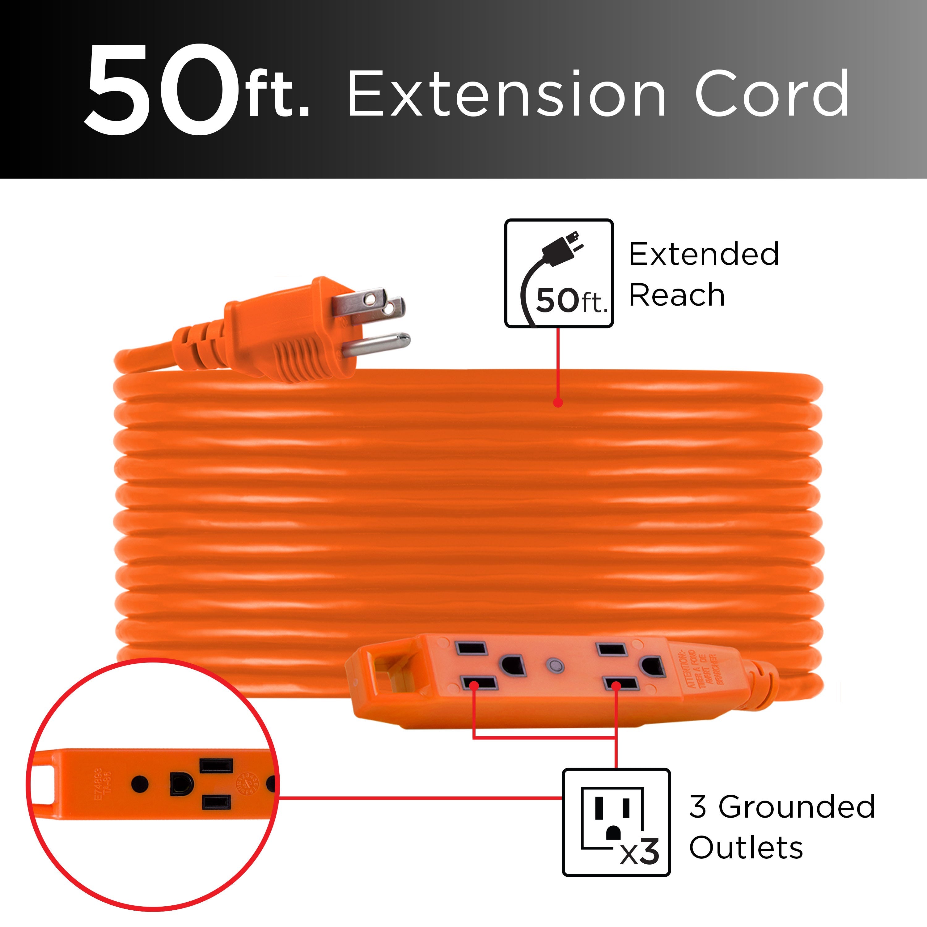 GE UltraPro 50ft. Outdoor Extension Cord, Orange