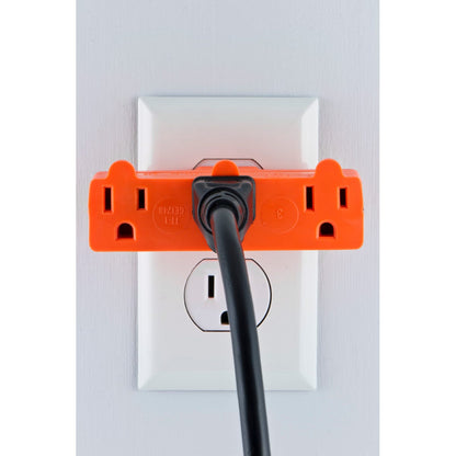 GE 3-Outlet Heavy Duty Wall Tap, Orange