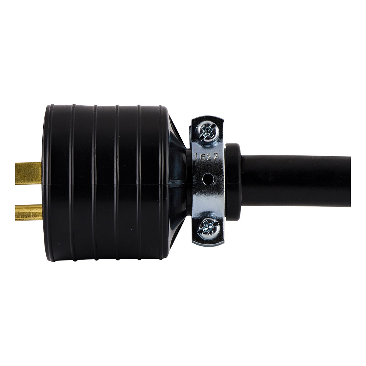 GE Heavy Duty Grounding Plug with Metal Clamp, Black