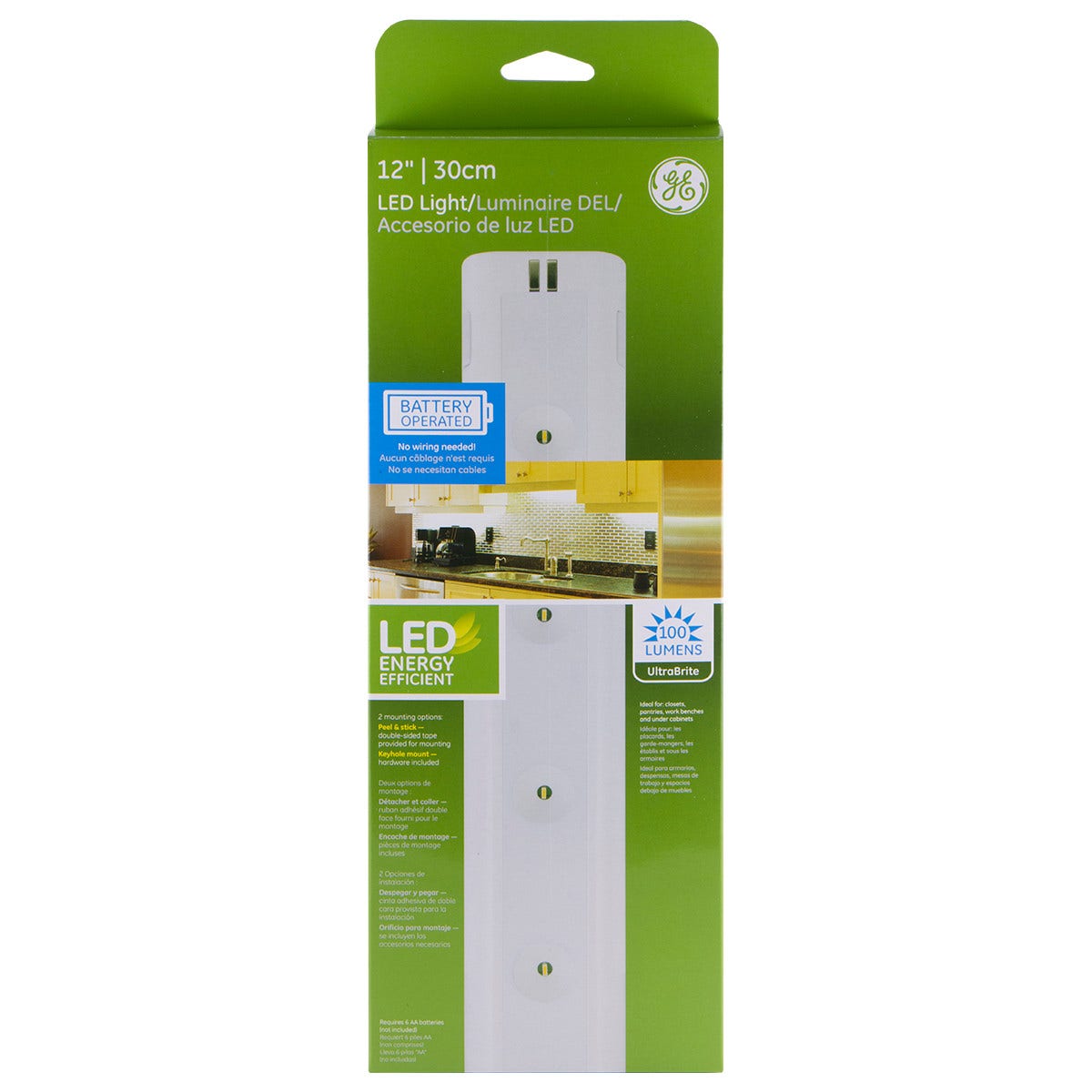 GE 12in. Battery Operated LED Light Bar, White