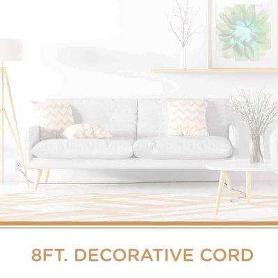 Cordinate 3-Outlet 8ft. Braided Extension Cord with Flat Plug, White/Tan