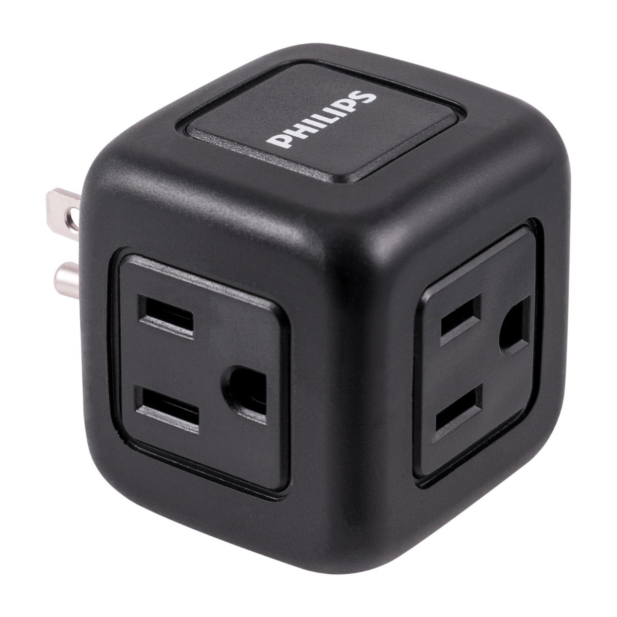 Philips 3-Outlet Grounded Wall Tap, Black