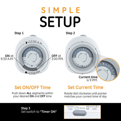 GE Indoor Plug-In 24-Hour Heavy Duty Mechanical Timer, White