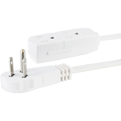 GE 3-Outlet 8ft. Indoor Extension Cord with Right-Angle Plug, White