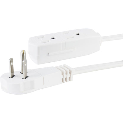 GE 3-Outlet 8ft. Indoor Extension Cord with Right-Angle Plug, White
