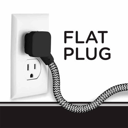 Cordinate 2-Outlet 2-USB Charging Braided Extension Cord with Surge Protection, 10ft., Black/White
