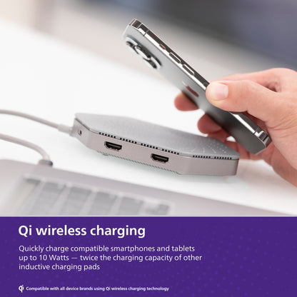 Philips USB-C Travel Docking Station with Qi Wireless Charging, Gray