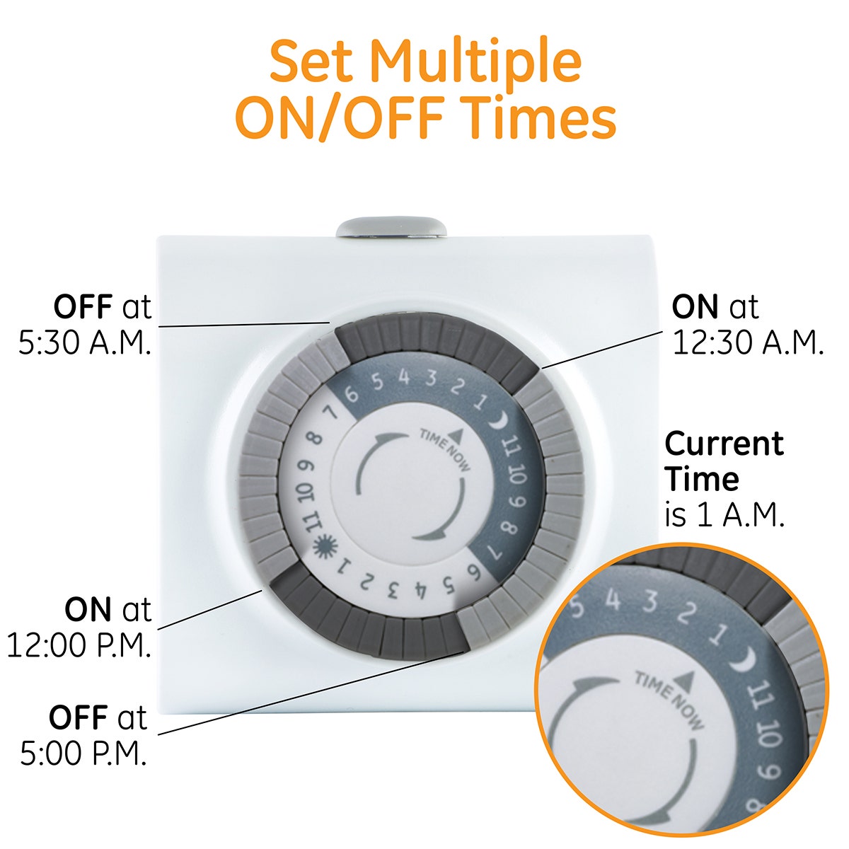 GE Indoor Plug-In 24-Hour Mechanical Timer, White