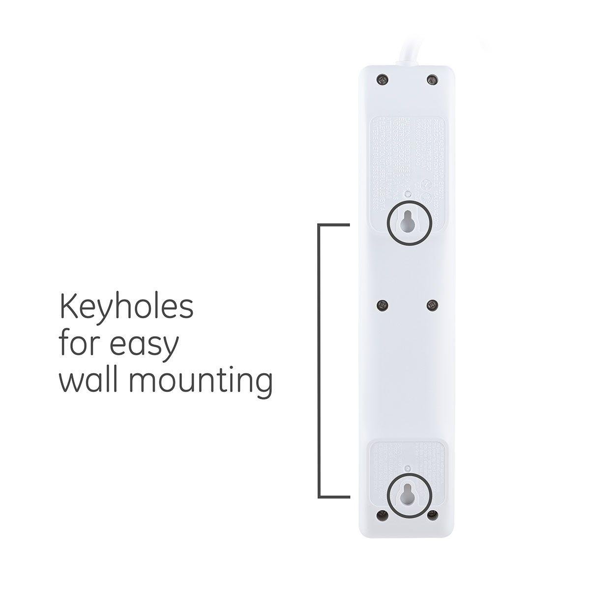 GE 6-Outlet 6ft. Surge Protector With Twist-To-Close Safety Covers, 2 Pack, White
