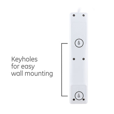 GE 6-Outlet 6ft. Surge Protector With Twist-To-Close Safety Covers, 2 Pack, White