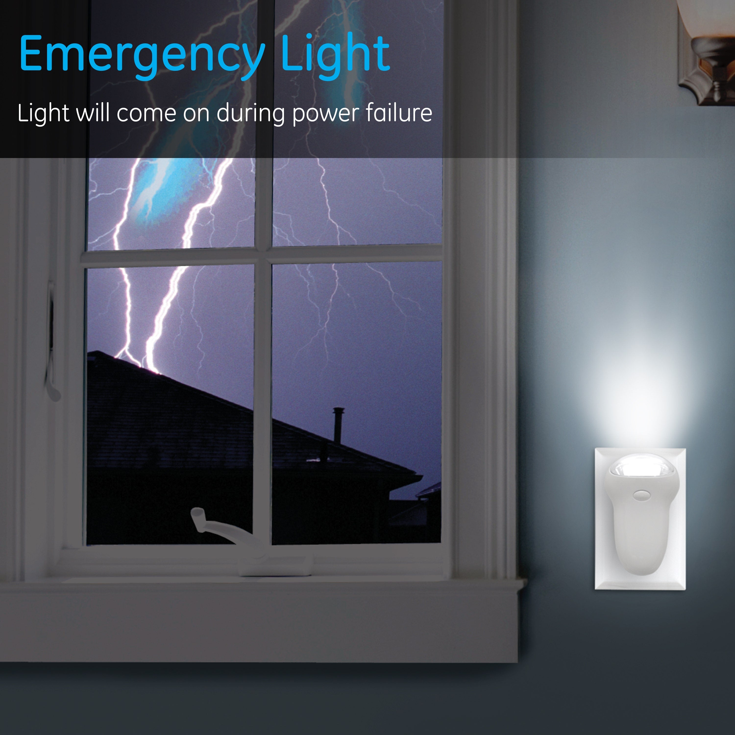 GE 3-in-1 Rechargeable Power Failure LED Night Light, White