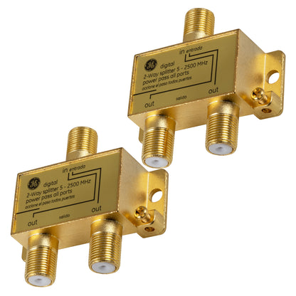 GE 2-Way Video Cable Splitter, 2 Pack