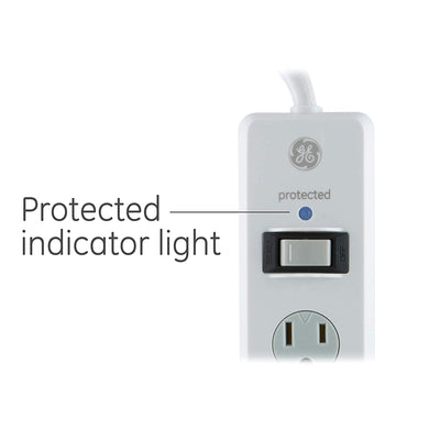 GE 6-Outlet 10ft. Surge Protector With Twist-To-Close Safety Covers, White