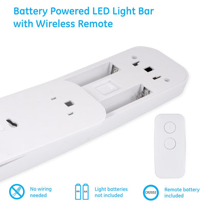 GE 12in. Battery Operated LED Light Bar with Remote, White