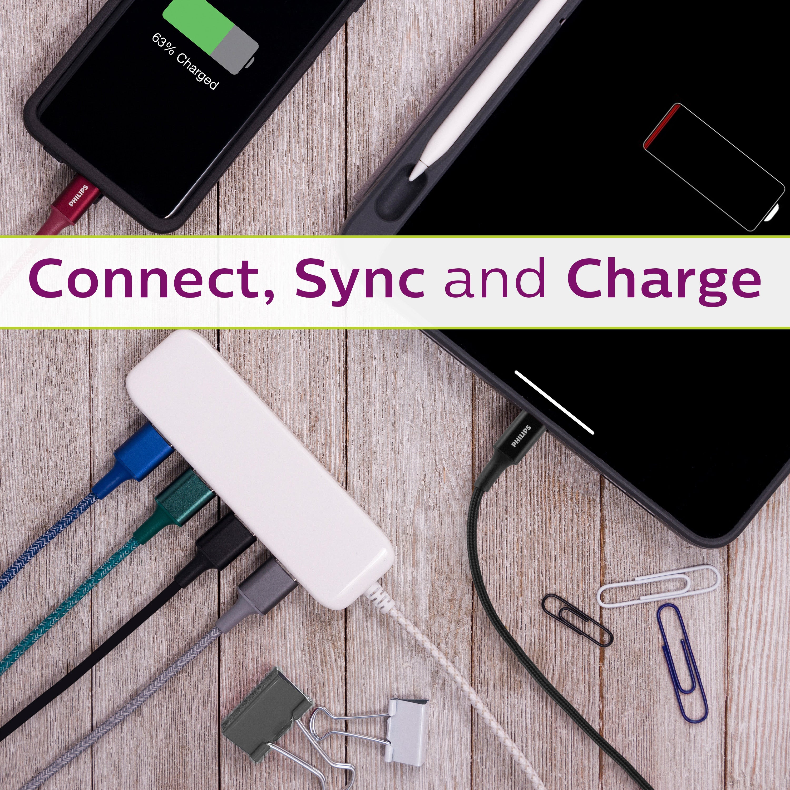 Philips 3ft. USB-C to Lightning Braided Charging Cable, Black