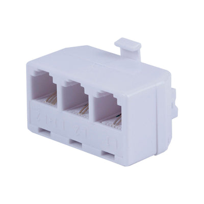 Power Gear 2-Line In-Wall Telephone Triplex Adapter, RJ11, White